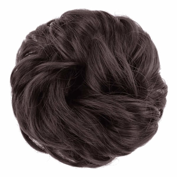 1 kpl Löysä Scrunchie-Pulla Hiustenpidennys Kiharainen Aaltoileva Löysä Synteettinen Chignon Naisille Updo Hiuskoru 6#-Dark Brown