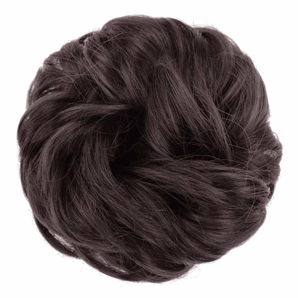 1 st Slouchy Scrunchie Bun Hårförlängning Lockigt Vågig Slouchy Syntetisk Chignon för Kvinnor Uppstylad Hår Smycke 6#-Dark Brown