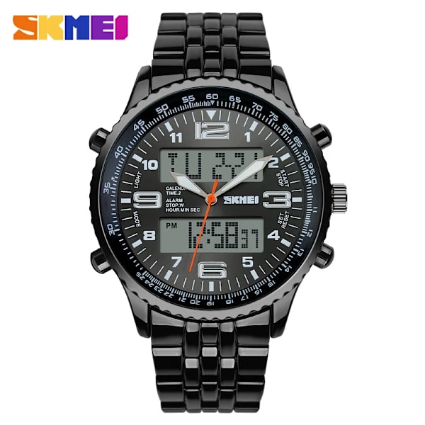 2015 Nya SKMEI Lyxiga Märkes Herr Militär Klockor Helt Stål Herr Sport Klockor Digital LED Quartz Armbandsur relogio masculino blue