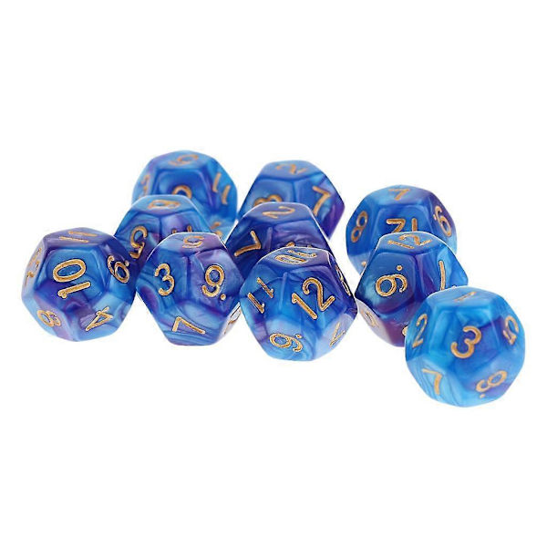 10 stk. 12-sidet terning D12 Polyhedral terning til terning hvid{h} Blue Purple