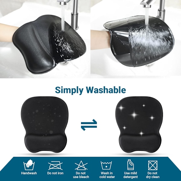 Musmatta med gelhandledsstöd, ergonomisk musmatta storlek L 250x210mm - Tvättbar mikrovågad yta - Halksäker klibbig silikonbotten - för spel