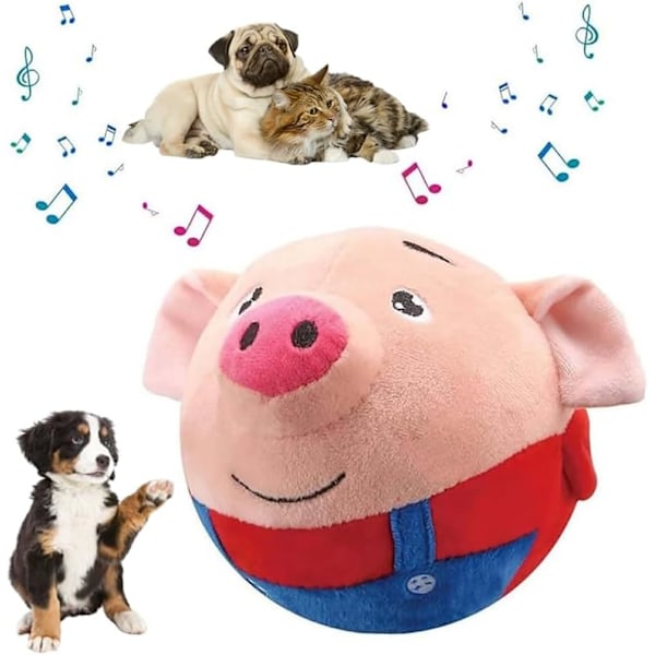 Active Moving Pet Plush Toy, 2024 New Squeaky Moving Dog Ball Toy Interactive Dog Puppy Toys Washable Cartoon Pig Plush Sound Electronic Dog Toy