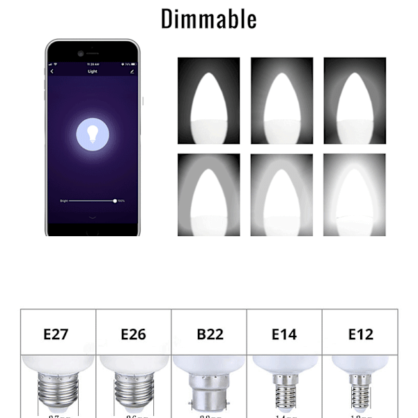 5W WiFi intelligent alexa stemmestyring LED pære E14