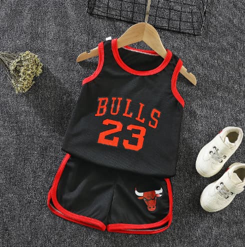 Børne Basketball Uniform Sportstøj Sæt Sort Black 120CM