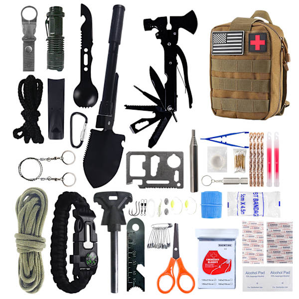 Överlevnadsväska - Överlevnadskit - Survival kit Khaki