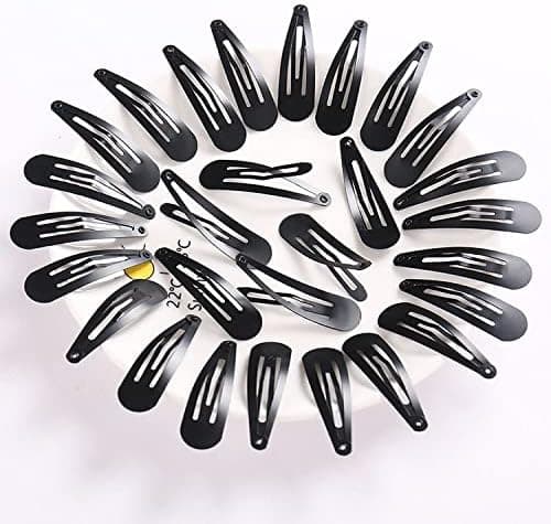 40 stk. 2 tommer metal snap hårklemmer børn scrunchies piger hår tilbehør (sort)