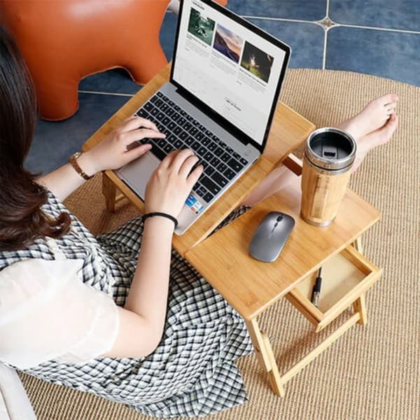 Sengebord, computerbord til seng, multifunktionelt foldbart bambus laptopbord (bt)