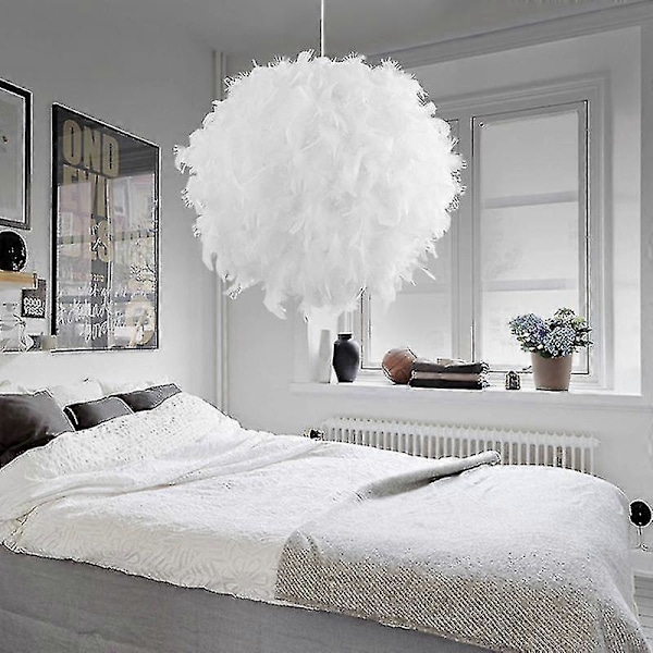 2024 New White Feather Ceiling Lamp Shade Hanging Non-electric Shade Shade Reducing Ring Hanging Lamp - 30cm