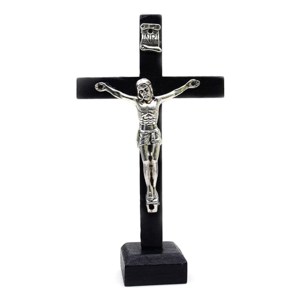 Kors Bordplade Dekoration Krucifiks Jesus Statue SVART Black