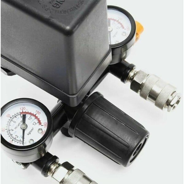 Trykkregulator med trykkmonitor for kompressor Trykkmonitor med 2 skjermer