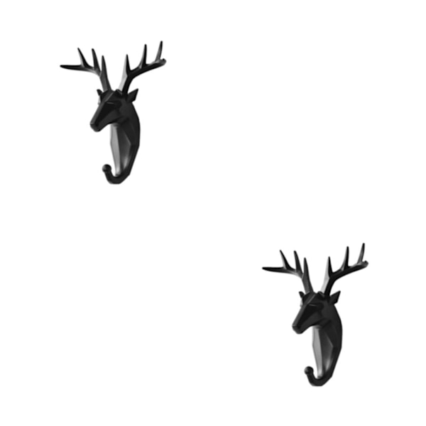 1/2/3/5 Robust og holdbar dyrehoved nøglekrog til enkelt sort (hjort) black (deer) 2 Set