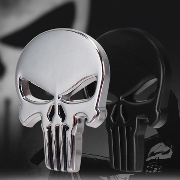 4 kpl 3D pääkallo Punisher -autotarra metallista