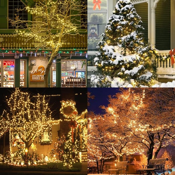 Extra Lång 100 Meter Ljusslinga med 1000 LED, Utomhus Julbelysning Warm White
