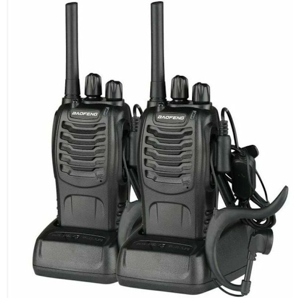 2-pack lång standby walkie-talkie 5W svart 4,5\"