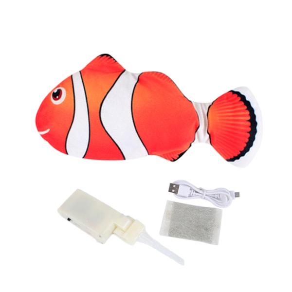 Fladdrande Fisk Rörlig Fisk Plyschleksak med Ljus och Ljud Realistisk Fladdrande Fisk Vagglande Fiskleksaker Rörelse Katt Leksak Clownfish