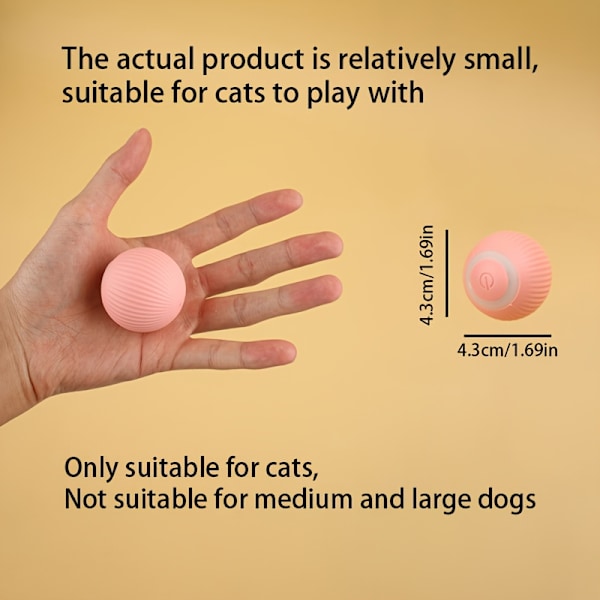 1 kpl Älykäs kissan lelu Automaattinen pyörivä pallo Sähköinen kissan lelu Interaktiivinen kissoille Koulutus Itse Pink