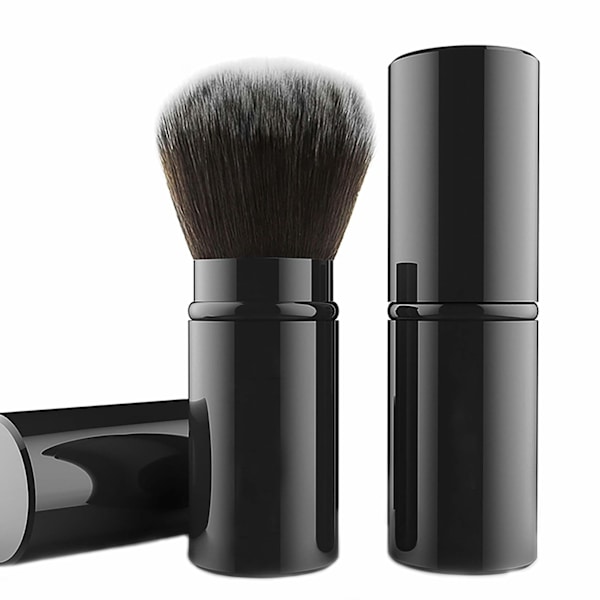 Vikbar Kabuki-sminkborste, Resepuderborste för Rouge, Polering, Flawless Puderkosmetik, Bärbar Ansiktsrougeborste med Omslag