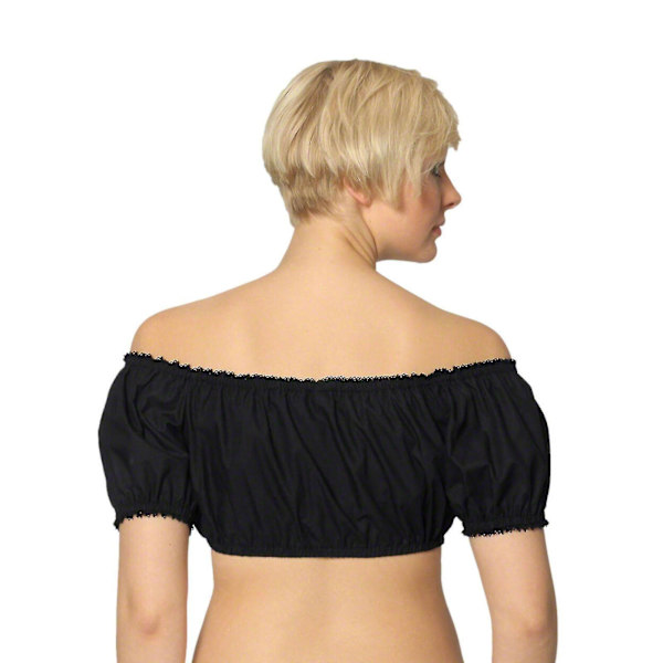 Elegant Dirndl Bluse til Kvinder Sort Dirndl Bluse Blonder Bluse.XL.Perlehvid