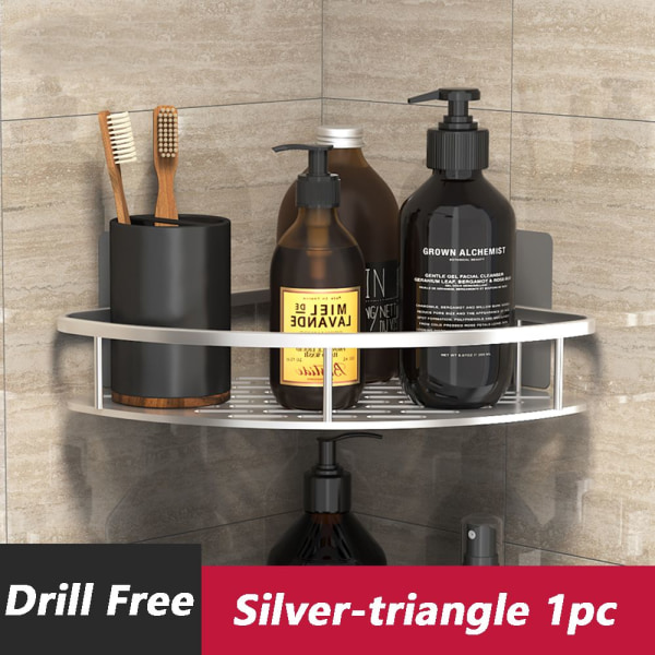 Hjørne brusebad caddies badeværelse arrangør hylde SILVER TRIANGEL sølv silver triangle 1pc