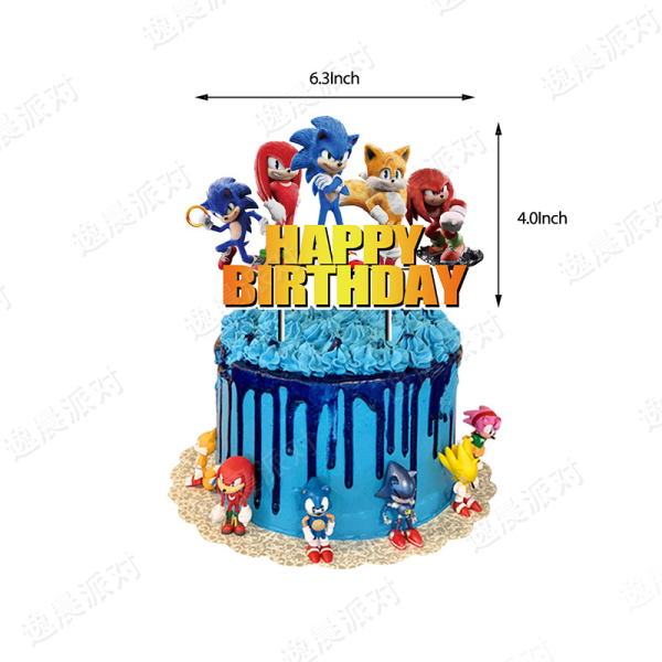 Sonic födelsedagstårta insatskort ballongdekoration Big Set