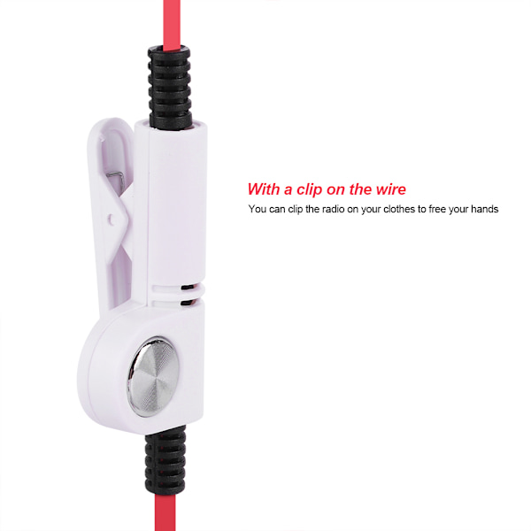 2 färger 2 stift hörlurar PTT Walkie Talkie headset platt kabel öronmussla mikrofon hörlurar (röd)