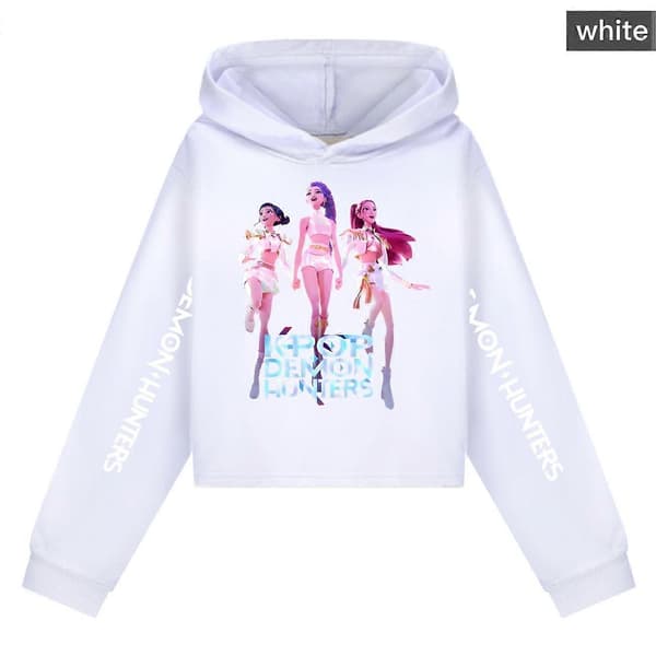 Jenter KPOP Demon Hunters Hettegenser Barn HUNTRX Genser Sweatshirt Pullover - Hvit}XHY{