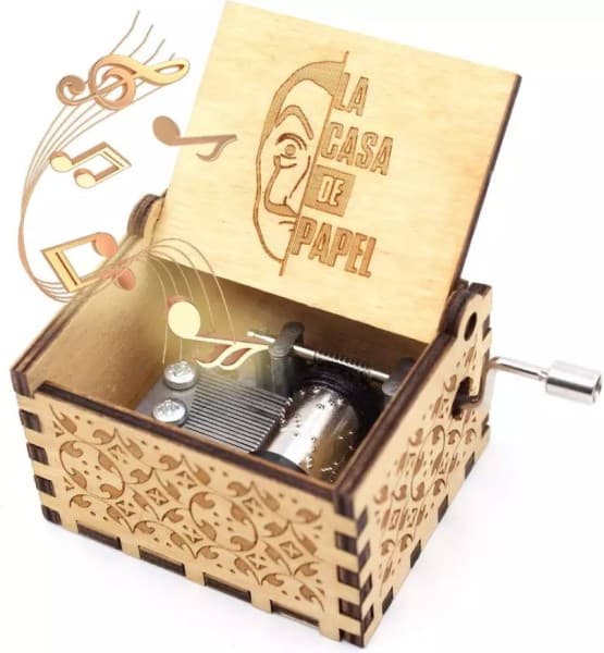 Trä Mini Handvevad Musikbox Heminredning Snidad Musiklåda Present