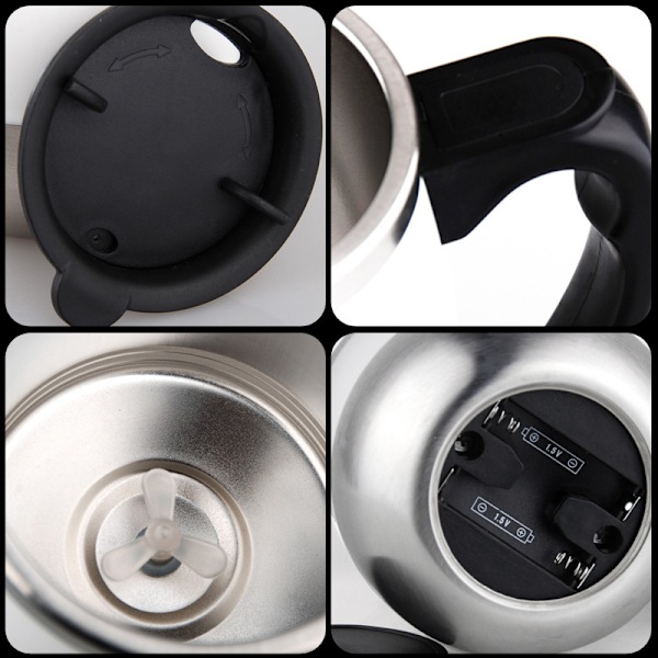 Selv-omrørende automatisk kaffekopp/tekopp/varm sjokoladekkopp/melkekopp i rustfritt stål - 450 ml/15 oz - Den beste gaven (svart)