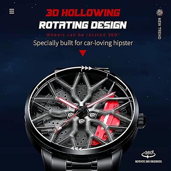 Herre Stål Racing Ure, Sportsure, Quartz Ure[qb]