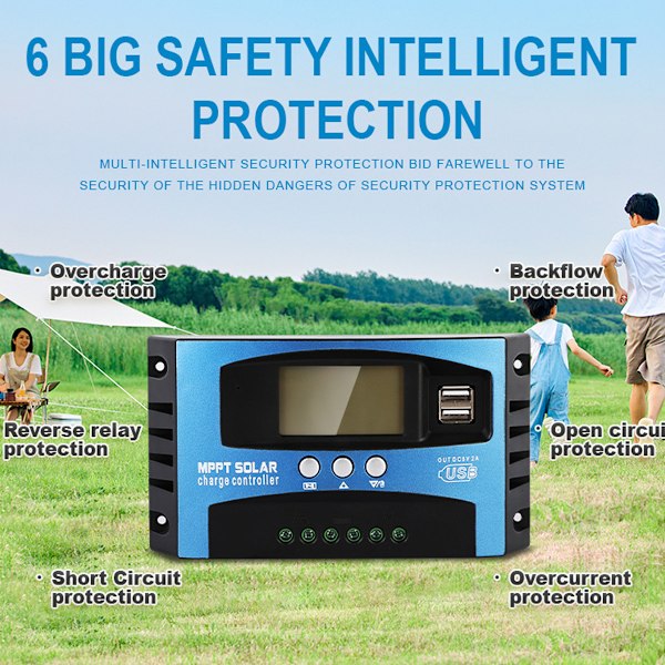 Mppt solcellelader, 12V / 24V, 30A