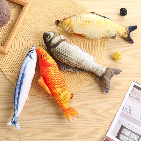 1 kpl Lemmikki söpö kala muotoilu kissa teaser plyysi lelu, interaktiivinen lelu kissalle ja koiralle Grass Carp