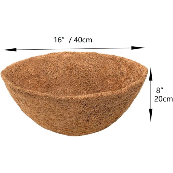 2 runda kokosnötsfoder Ø40 cm (16 tum) hängande korg kokosfoder utbytbart