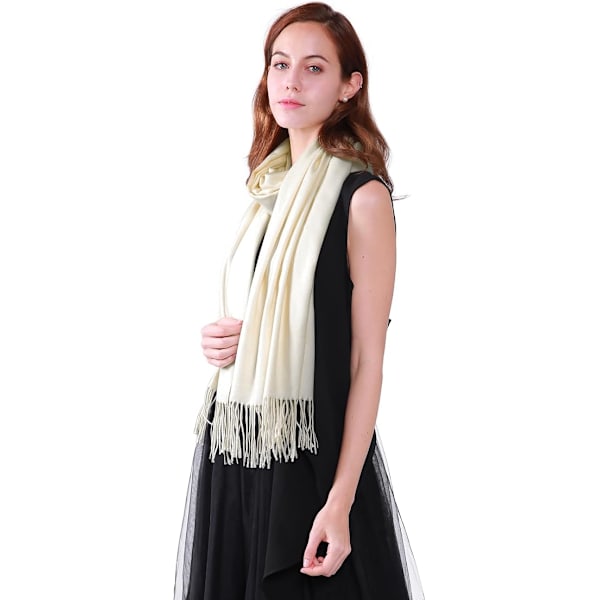 Dames Sjal Kvinder Pashmina Sjal Wraps Brud Brudesvende Bryllup Aftenkjole Ensfarvet, Beige