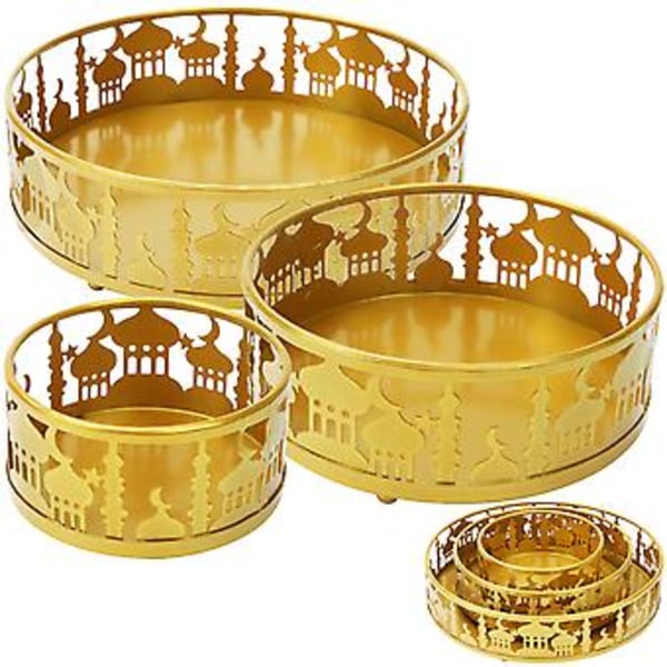 3-pack Järn Eid Matbricka Eid Mubarak Mån Serveringsbricka Eid Ramadan Dessertställ