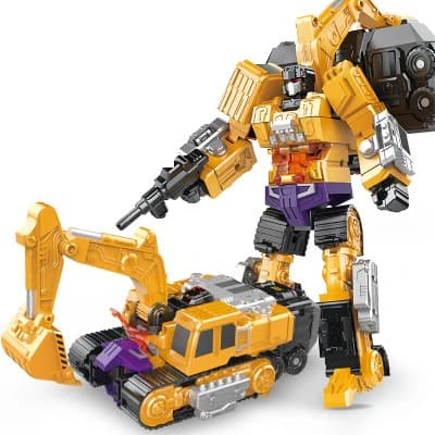 Transformerende Robotbil Legetøj, Deformationsrobot Actionfigur, Kreativ Træk-Tilbage Køretøjsmodel, Interaktivt Samlerlegetøj til Børn Excavator