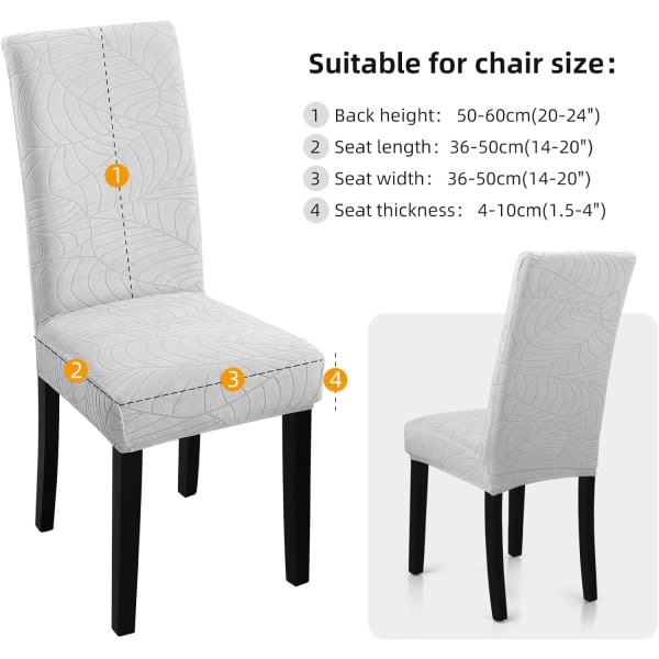 4-pack stretchbara, avtagbara och tvättbara matstolsöverdrag Leaves-light Gray 4