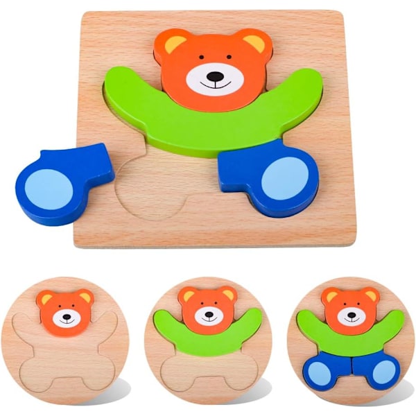 Baby Boy Pussel, Träpussel Leksaker för 1-3 År Gamla Pojkar Flickor Födelsedagspresent för 1-3 År Gamla Småbarn Barn Pedagogisk Leksak Animal Puzzles