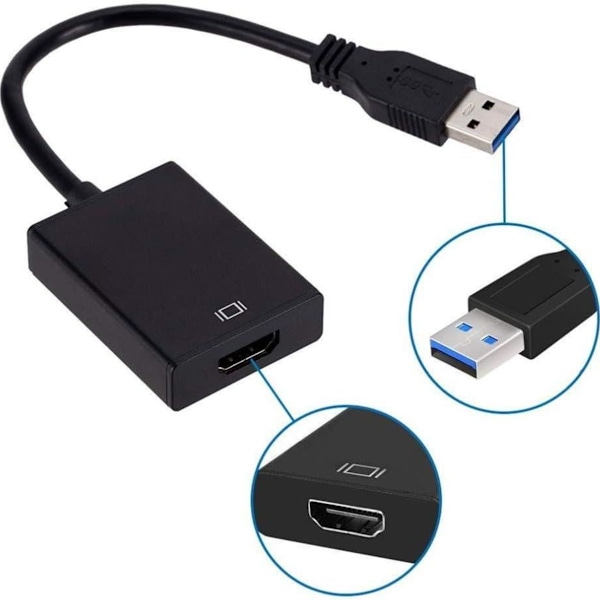 USB till HDMI-adapter: USB 3.0/2.0 till HDMI-omvandlare