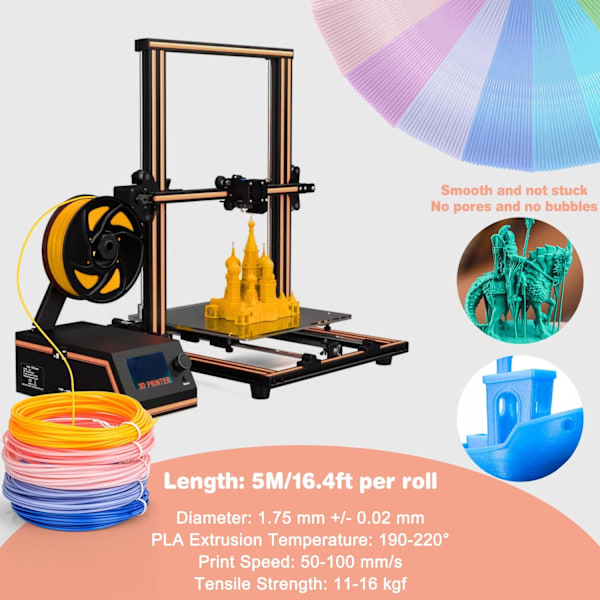 1,75 mm 3D-kynän filamentti PCL 20 väriä, kussakin värissä 5 m