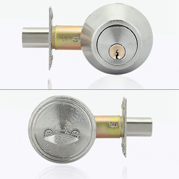 Satinnickel cylindrisk dörrlås, enkel cylinderlås, säkerhetsnattlås (med 1 nyckel)[qb]