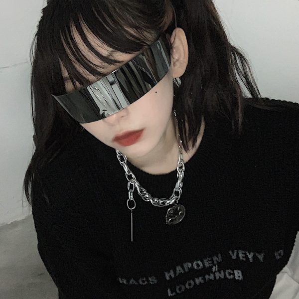 80-luvun Futuristiset Sykloppi Cyberpunk-Visiirisunt Lasit Puoliläpinäkyvällä
