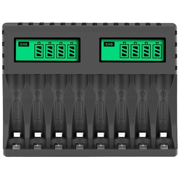Batterioplader LCD-skærm 8 pladser Intelligent Smart Charger til AA/AAA NiCd NiMh genopladelige batterier AA AAA oplader..