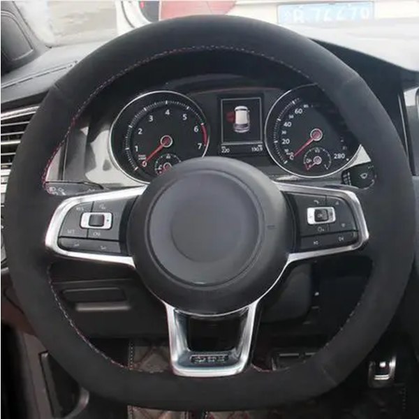 (Stil 12) Deksel Svart Ekte Lær Semsket Skinn For Volkswagen VW Golf 7 GTI Golf R MK7 VW Polo GTI Scirocco 2015 2016 Style 12