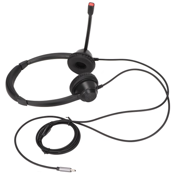 Typ C Telefon Headset Brusreducerande Binaural Callcenter Headset med Mikrofon för Kundtjänstkontor
