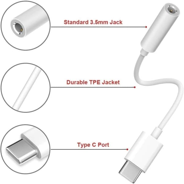 2x Adapter USB-C til 3,5 mm Hvid