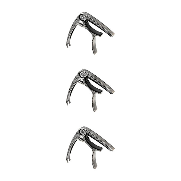 1/2/3 Gitarr Capo Akustisk Klämma Snabbväxlingsklämma Nyckel för Silver 9,3x7,5x1,5cm Silver 9.3x7.5x1.5cm 3 Sets