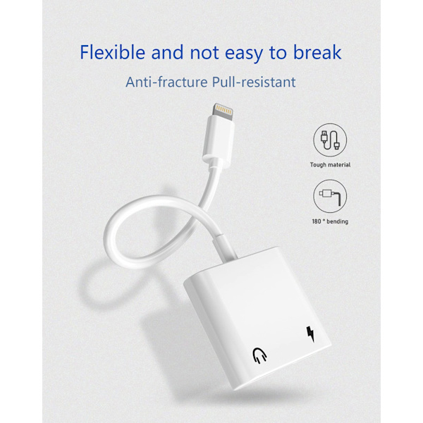 [2 i 1] Hörlursadapter för iPhone11，Apple Lightning till 3,5 mm Jack Aux Audio Dongle Hörlurar Biltillbehör Kompatibel Audio Hörlursadapter