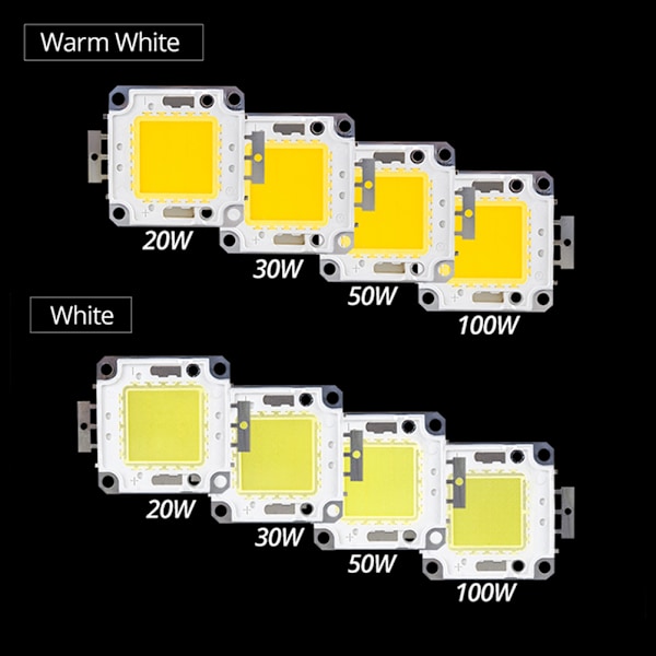 COB LED-brikke lys SMD-lampe 100W 50W 30W 20W 10W spotlights 50W-Cold white