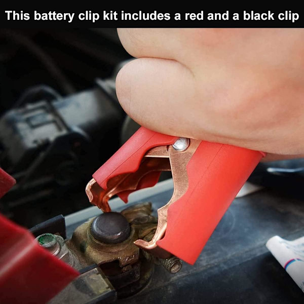 Bilbatteriladdare Alligator Clips, Isolerade Batteriklämmor, 2 st Elektriska Alligator Clips, Batteri Alligator Clips, Elektriska Alligator Clips (röd+svart)