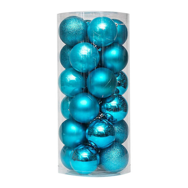 24 st Julgranskulor Dekorativa Tjocka Okrossbara Festliga Rekvisita Galvaniserade Pärlemor Kulor Hängsmycken För Jul Lake Blue